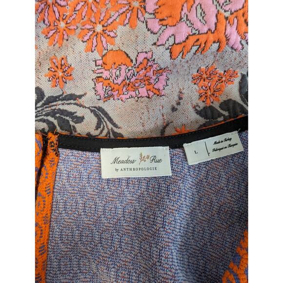 Meadow Rue by Anthropologie Large Poppy Jacquard Tank Orange Black Sleeveless - Picture 14 of 16